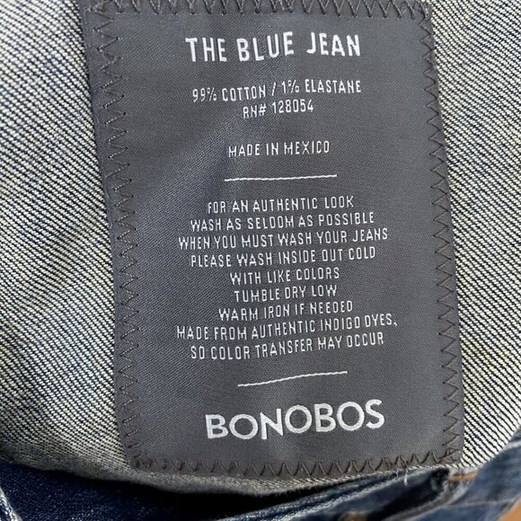 BONOBOS Men's Jeans 31x30 Straight Leg Medium Wash Blue Denim Distressed - Picture 12 of 13